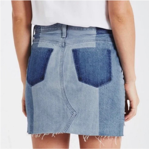 ADRIANO GOLDSCHMIED The Sandy Mini Skirt Blue Denim Frayed Grunge - Picture 5 of 12